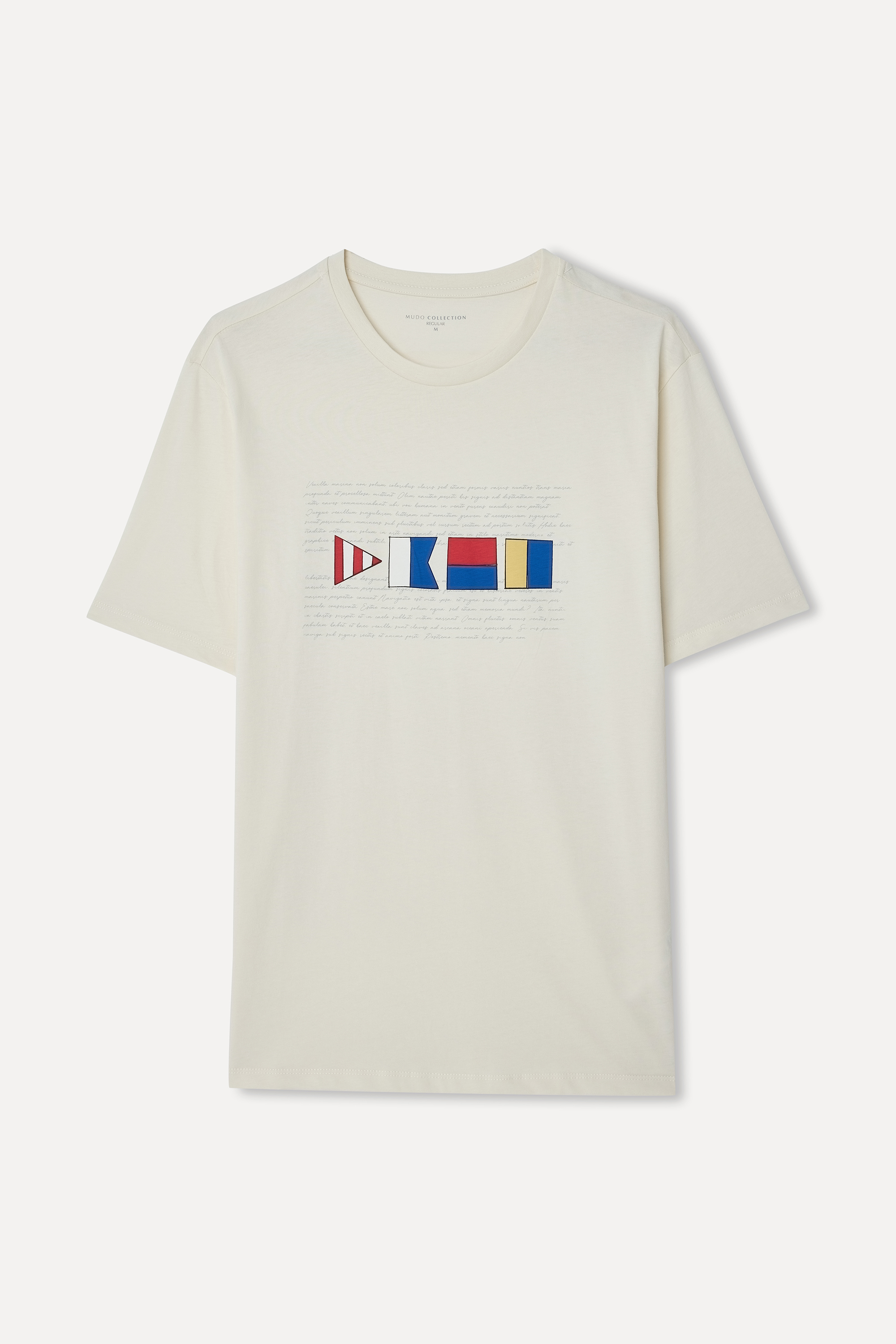 Erkek Taş Rengi Baskılı Bisiklet Yaka T-Shirt