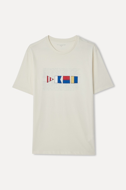 Erkek Taş Rengi Baskılı Bisiklet Yaka T-Shirt