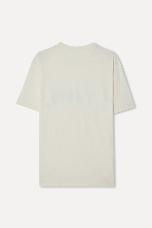 Erkek Taş Rengi Baskılı Bisiklet Yaka T-Shirt