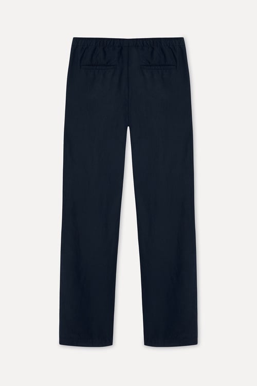 Erkek Lacivert Loose Fit Beli Bağlamalı Chino Pantolon