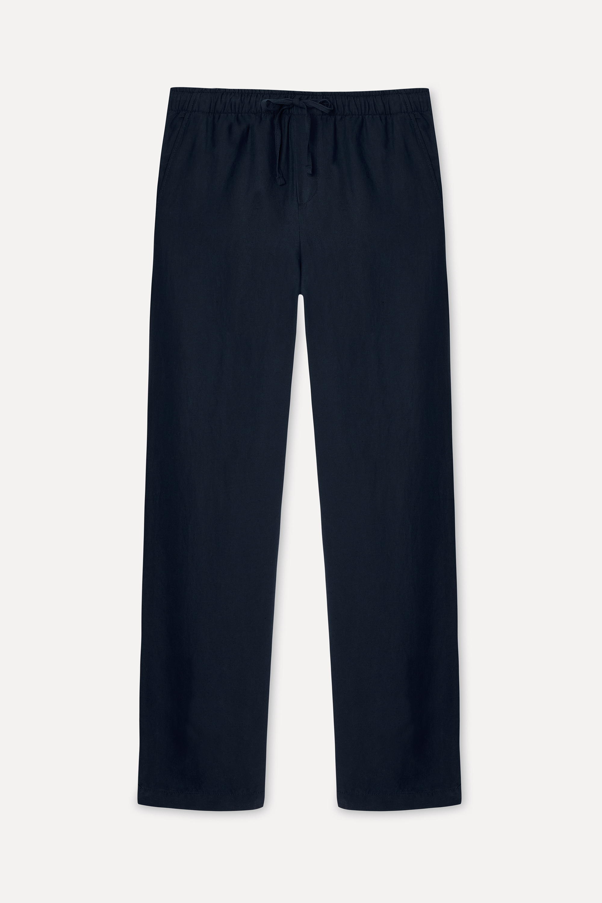 Erkek Lacivert Loose Fit Beli Bağlamalı Chino Pantolon