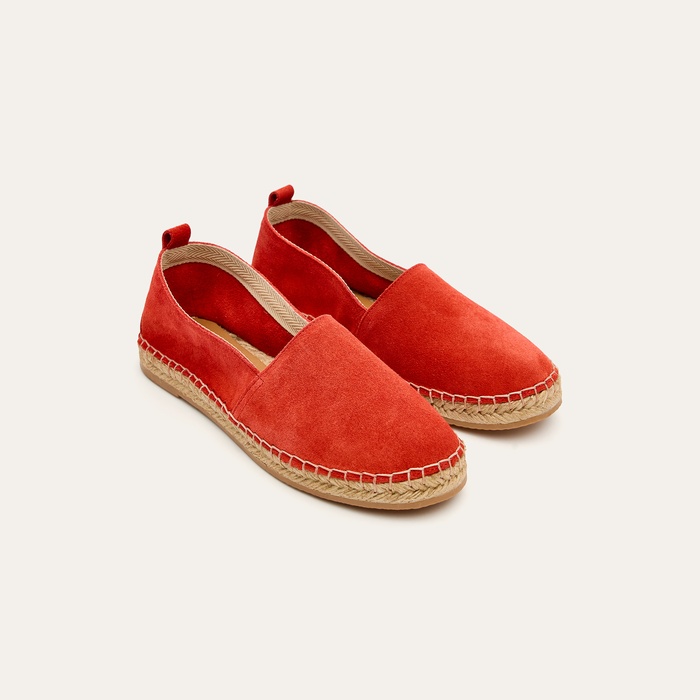 Kadın Kırmızı Deri Espadril Ayakkabı