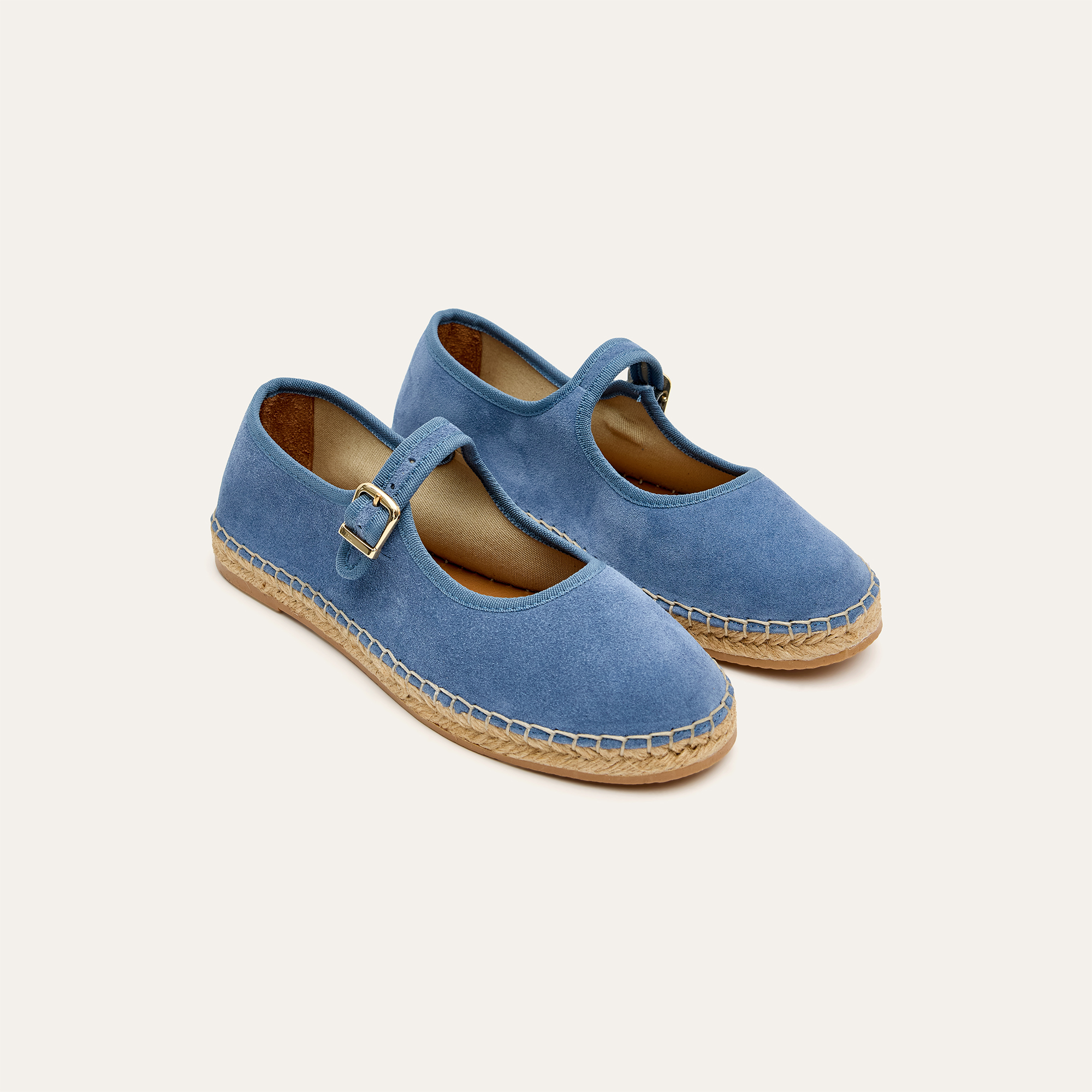 Kadın Gri Mavi Deri Espadril