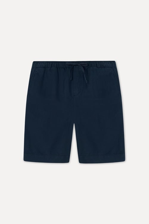 Erkek Lacivert Straight Fit Keten Karışımlı Şort