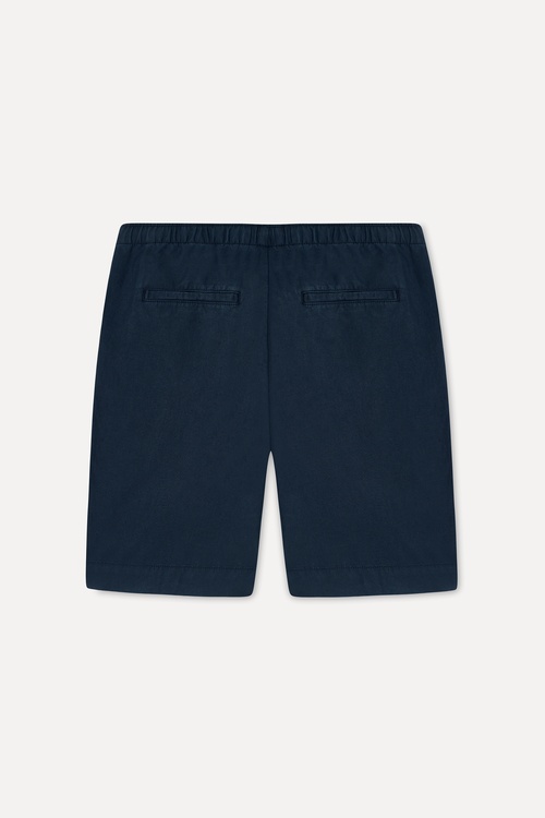 Erkek Lacivert Straight Fit Keten Karışımlı Şort
