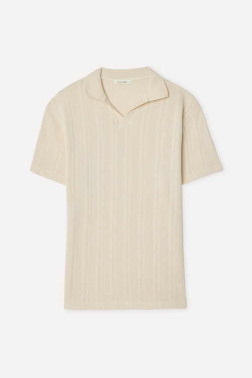  Erkek Ekru Comfort Fit Polo Yaka T-Shirt