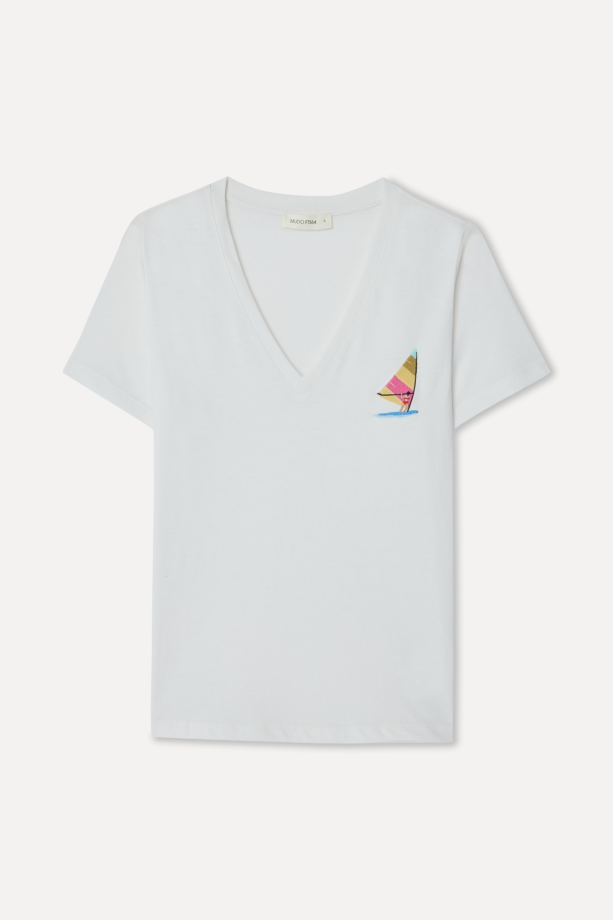 Kadın Kırık Beyaz Baskılı Bisiklet Yaka T-Shirt