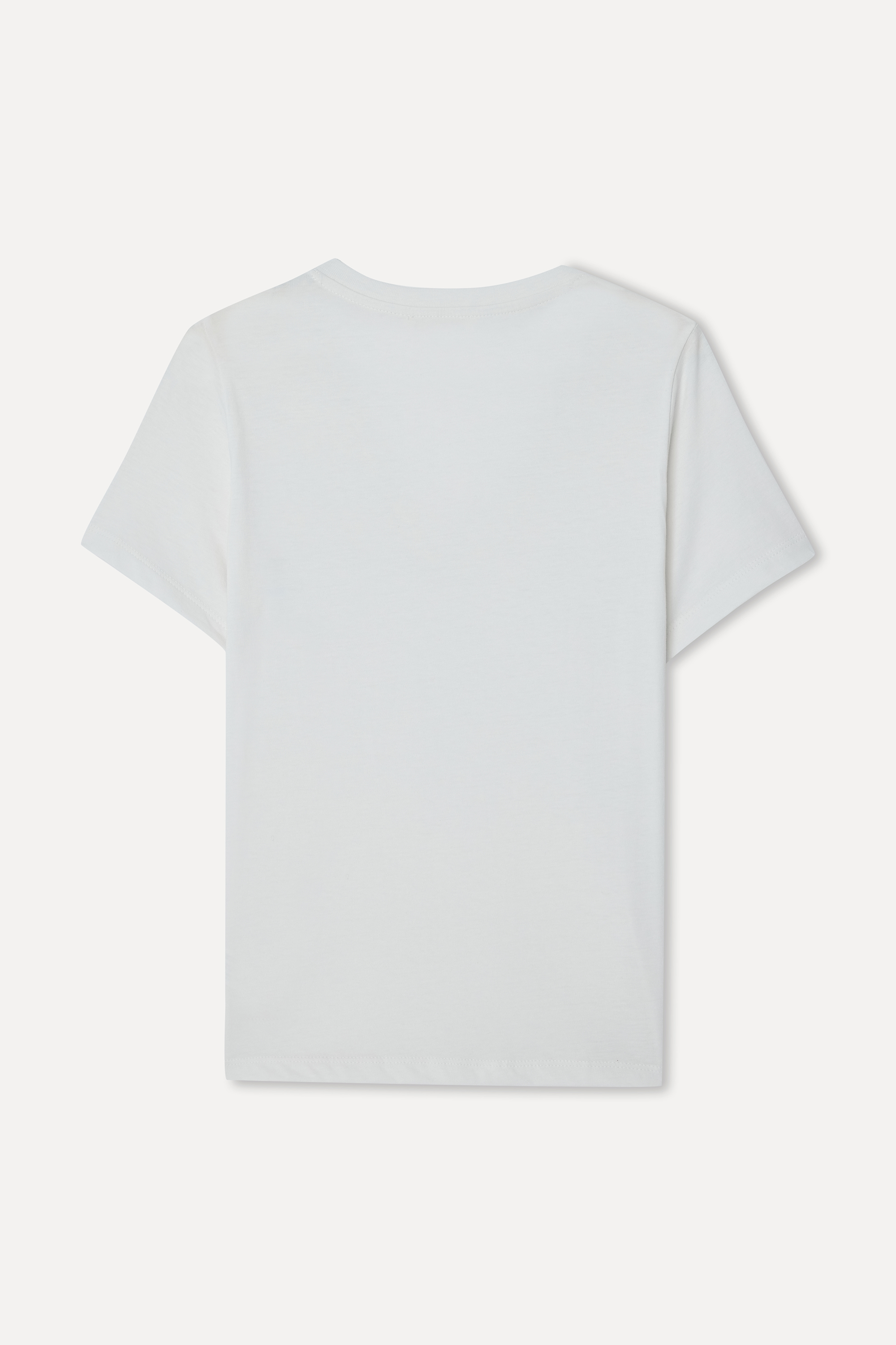 Kadın Kırık Beyaz Baskılı Bisiklet Yaka T-Shirt