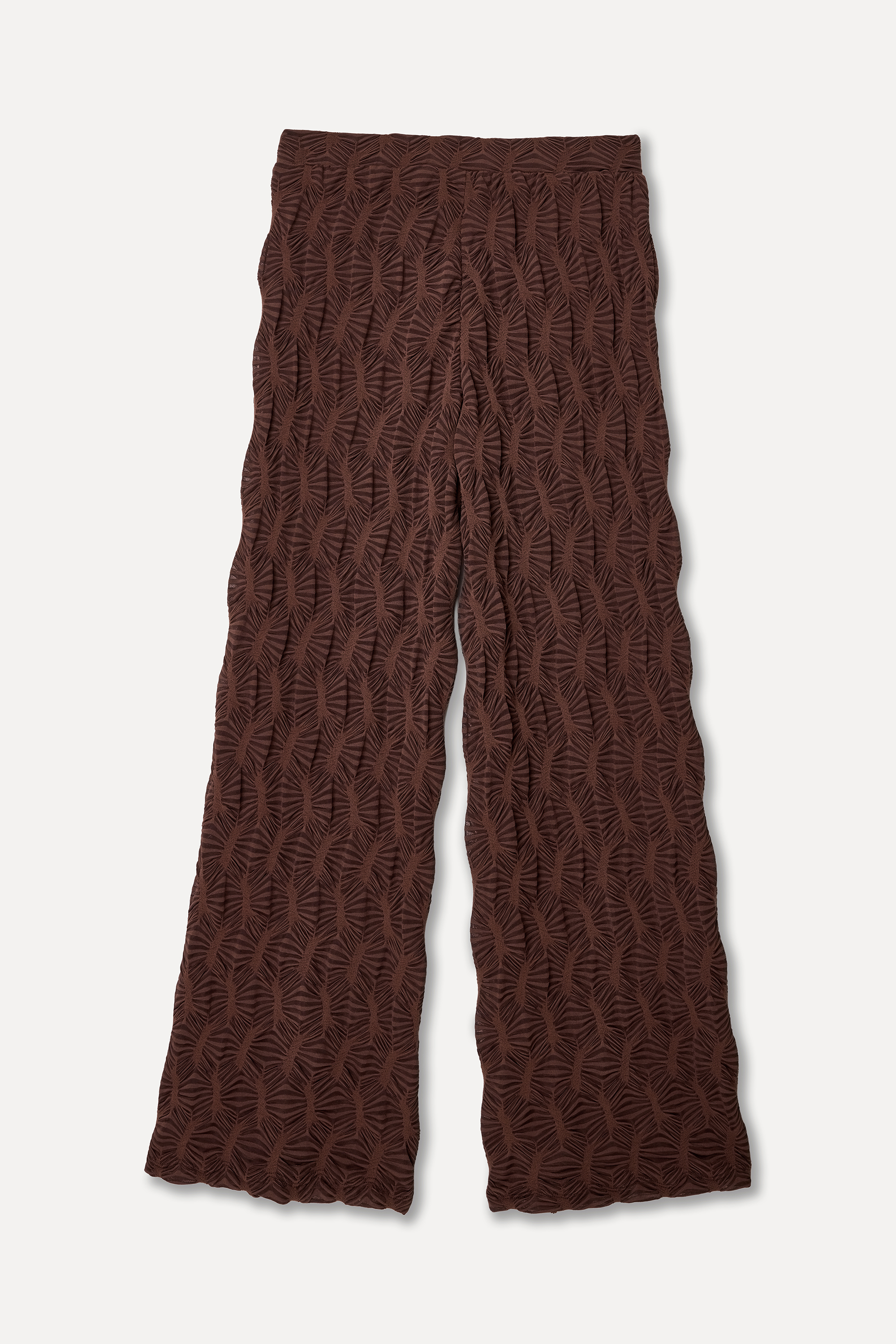 Kadın Kahverengi Dokulu Wide Leg Pantolon
