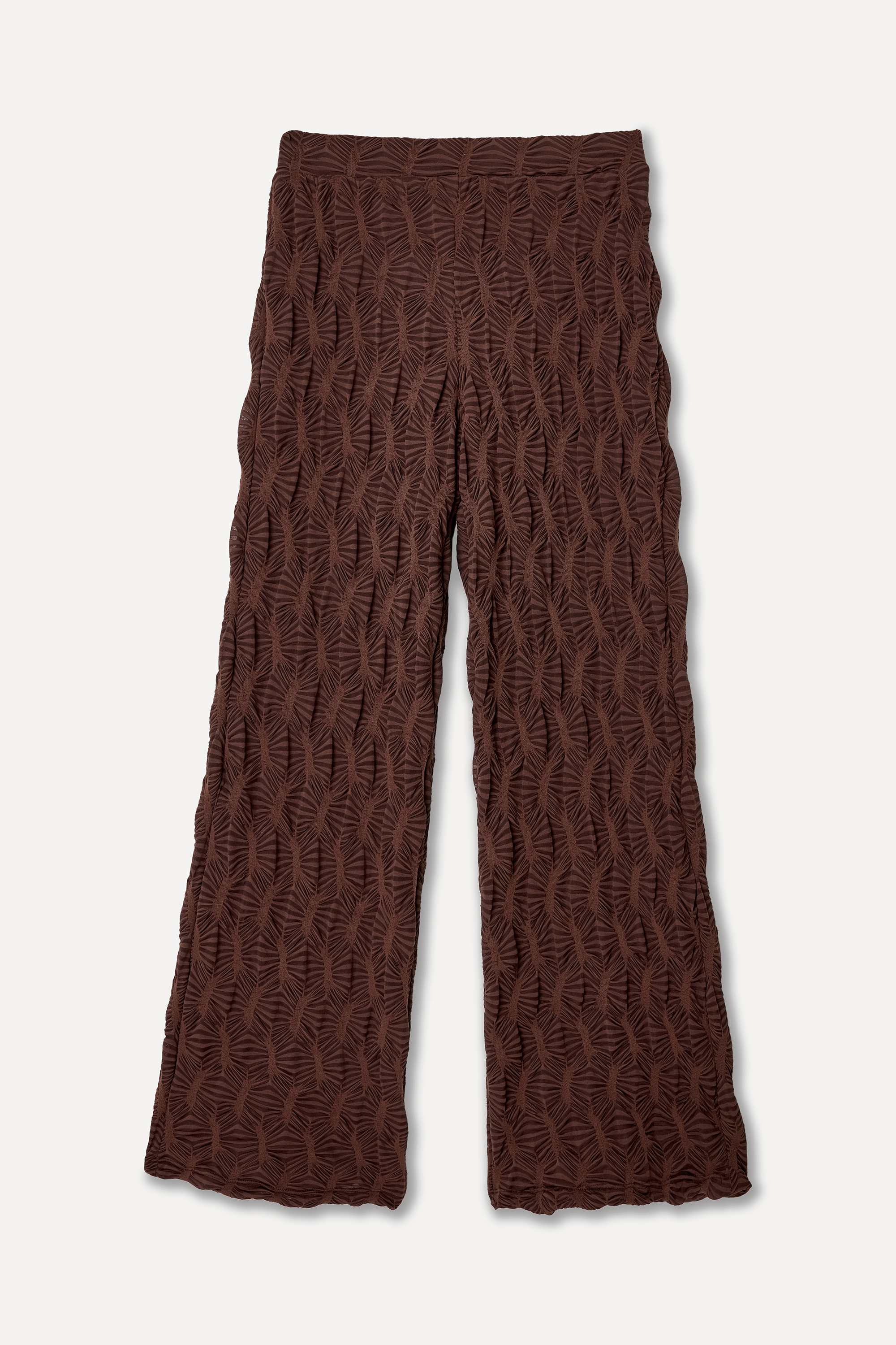 Kadın Kahverengi Dokulu Wide Leg Pantolon