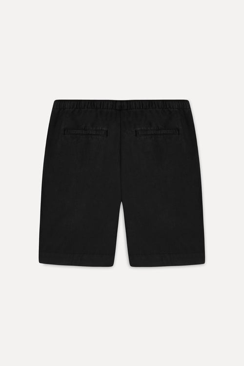 Erkek Siyah Straight Fit Keten Karışımlı Şort