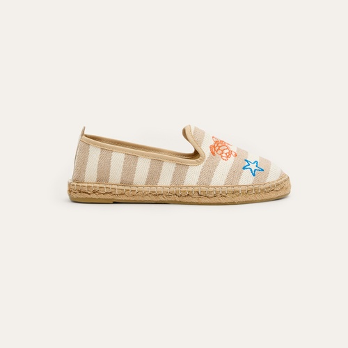 Kadın Ekru Nakışlı Espadril Ayakkabı