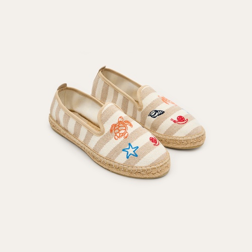 Kadın Ekru Nakışlı Espadril Ayakkabı