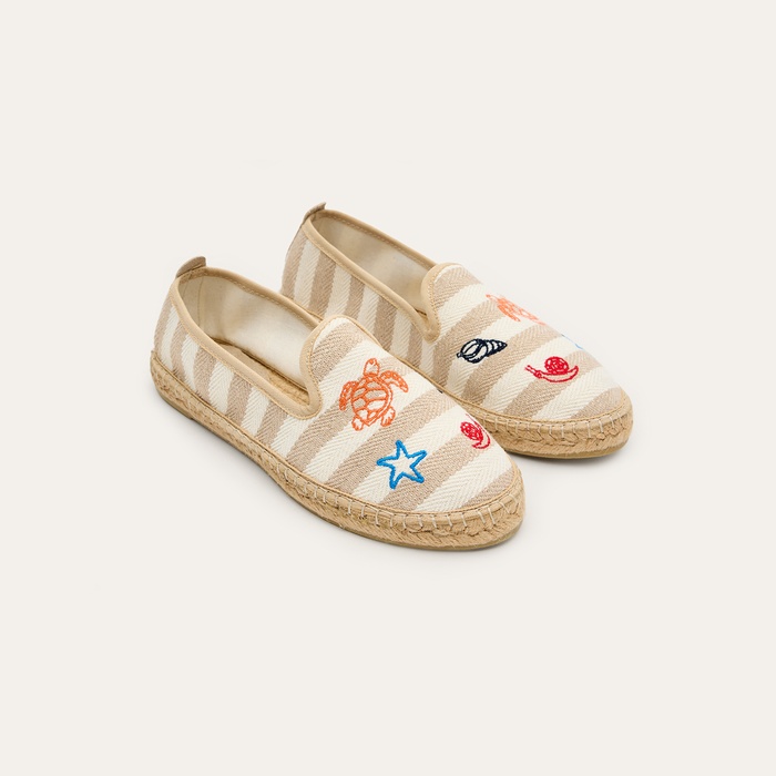 Kadın Ekru Nakışlı Espadril Ayakkabı