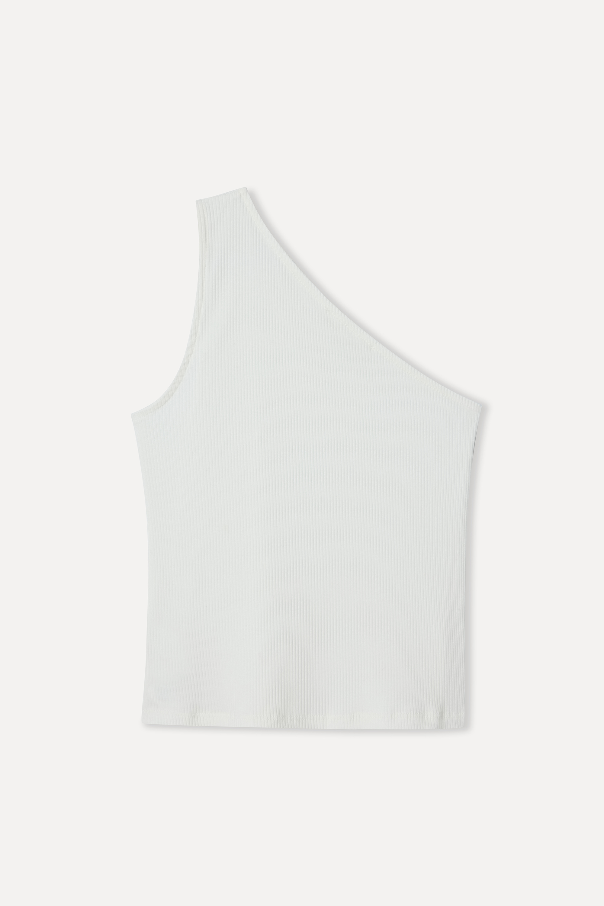 Kadın Kırık Beyaz Fitted Tek Omuz T-Shirt