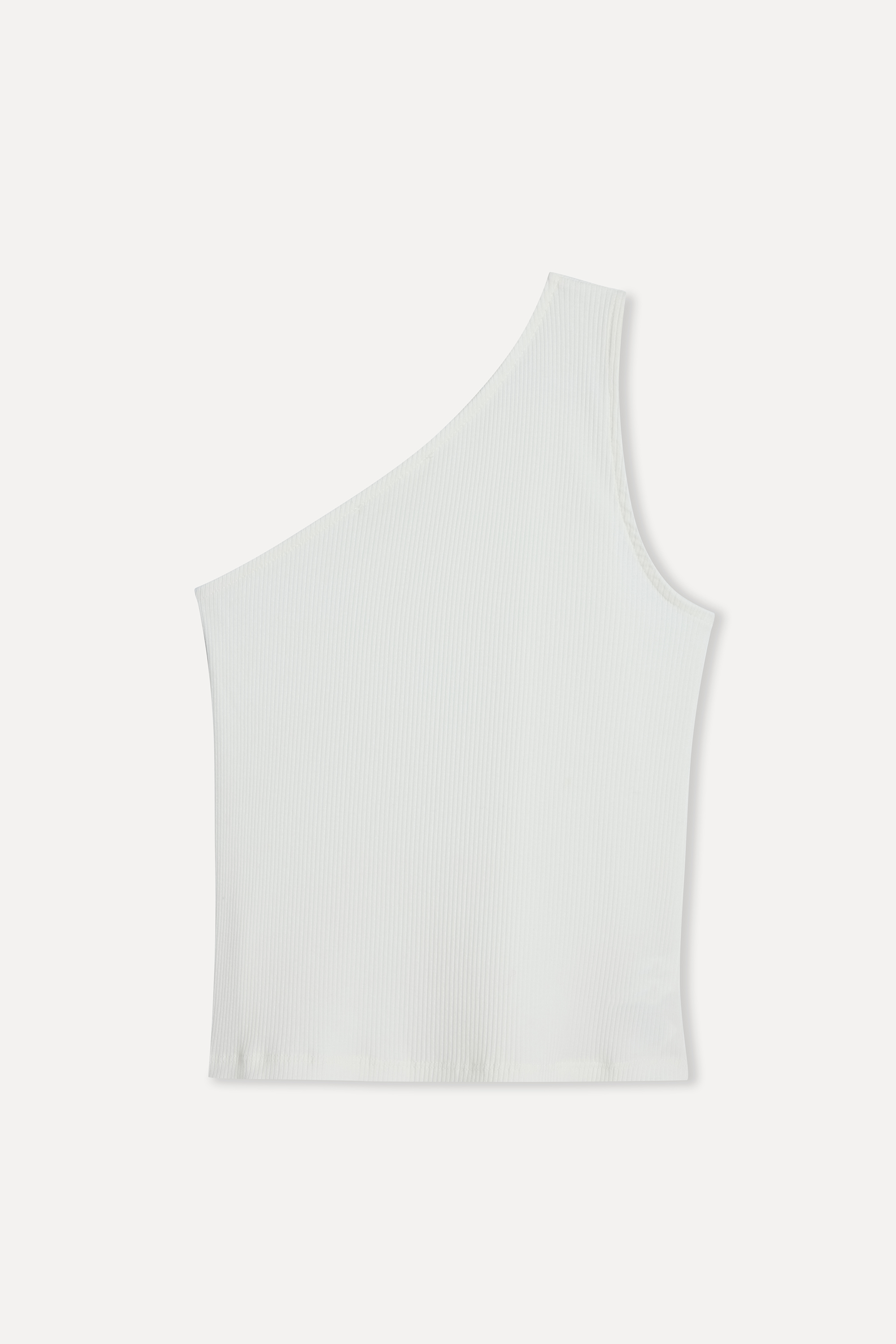 Kadın Kırık Beyaz Fitted Tek Omuz T-Shirt