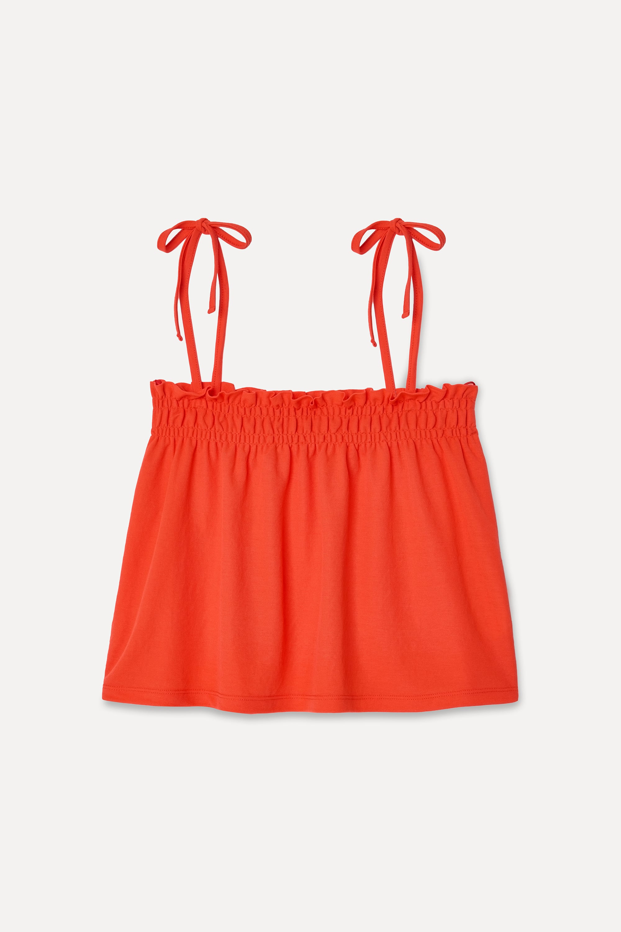Kadın Kırmızı Loose Fit Büzgülü Kolsuz Bluz