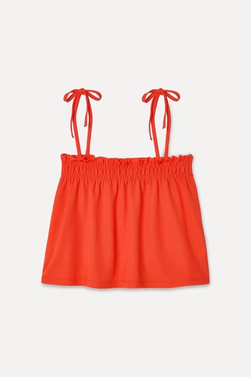  Kadın Kırmızı Loose Fit Büzgülü Kolsuz Bluz