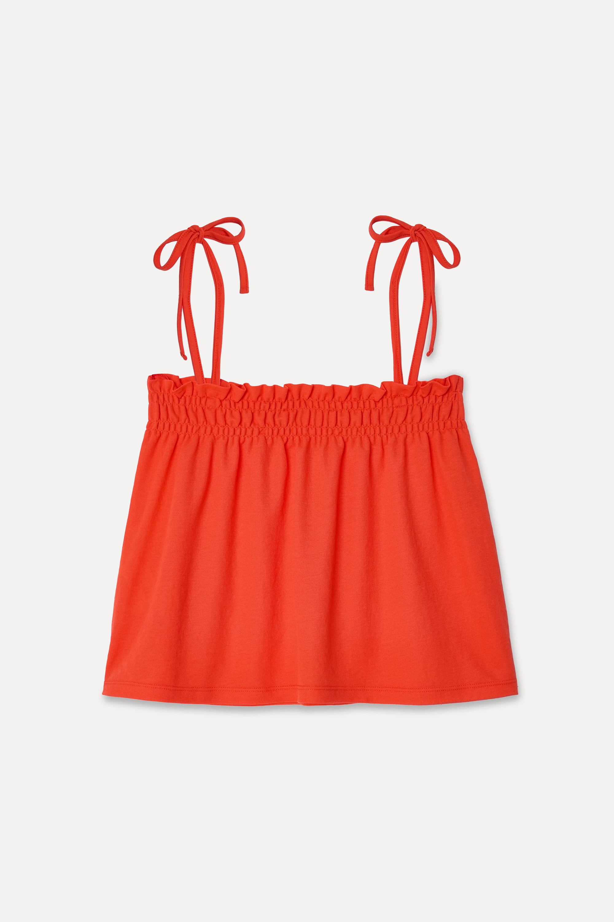 Kadın Kırmızı Loose Fit Büzgülü Kolsuz Bluz