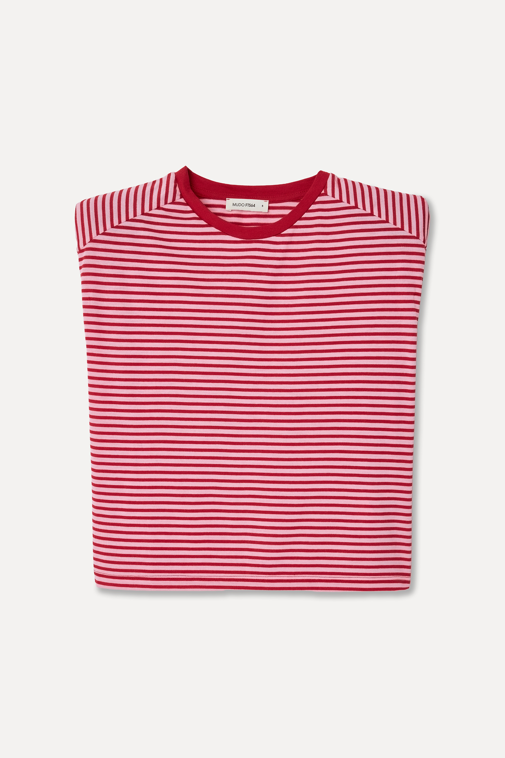 Kadın Pembe Çizgili Bisiklet Yaka T-Shirt