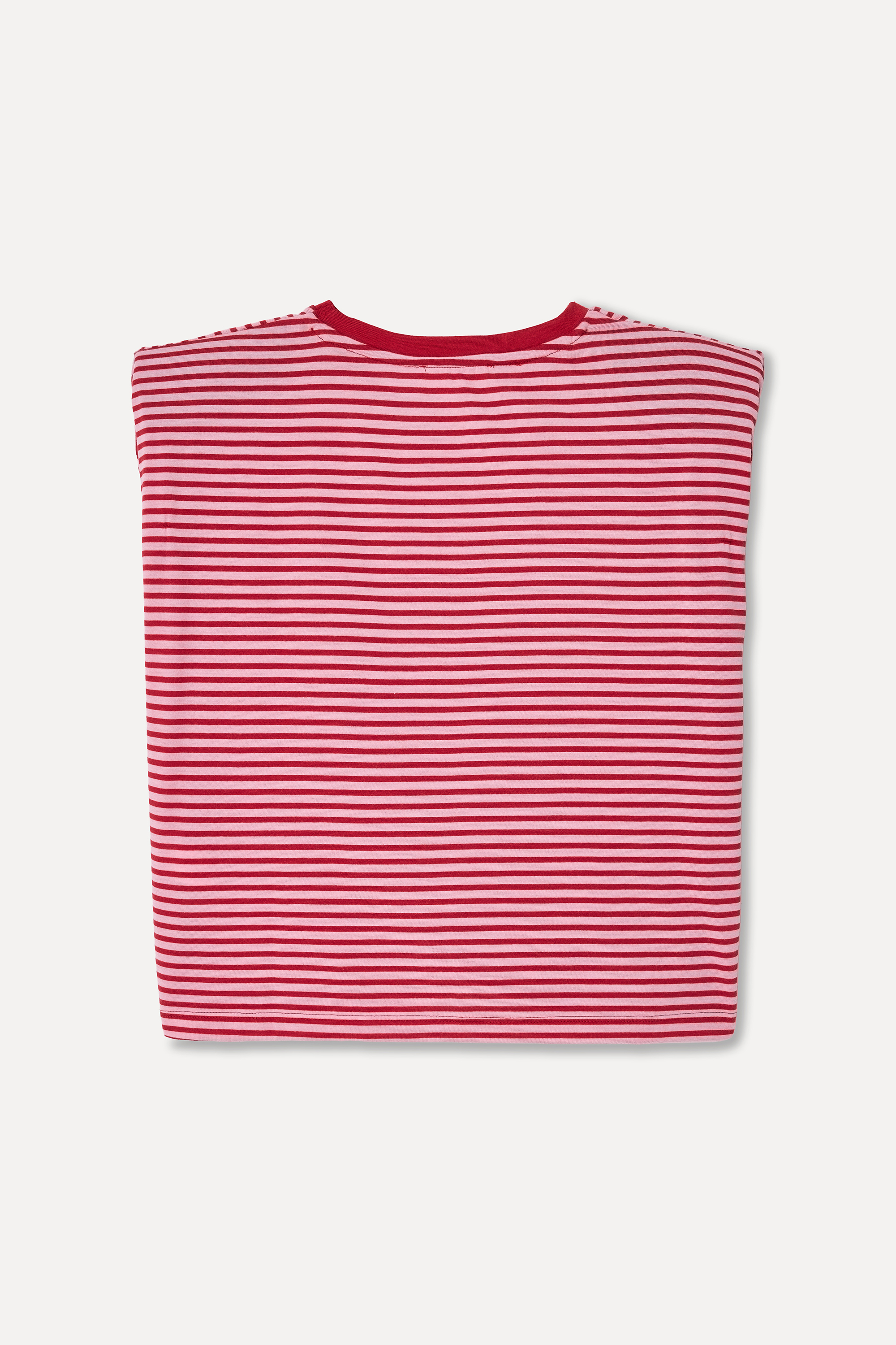 Kadın Pembe Çizgili Bisiklet Yaka T-Shirt