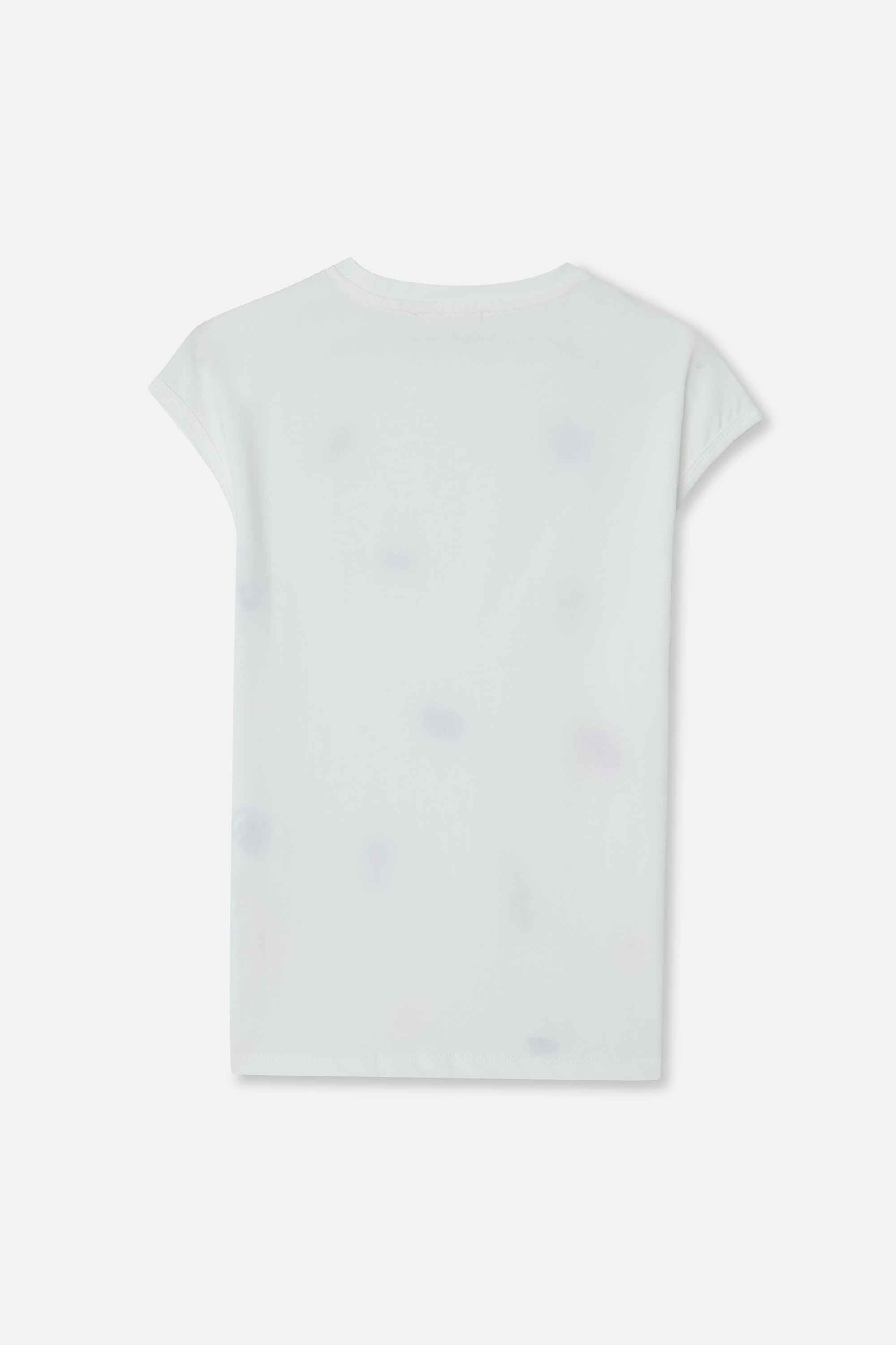 Kadın Kırık Beyaz Nakışlı Bisiklet Yaka T-Shirt