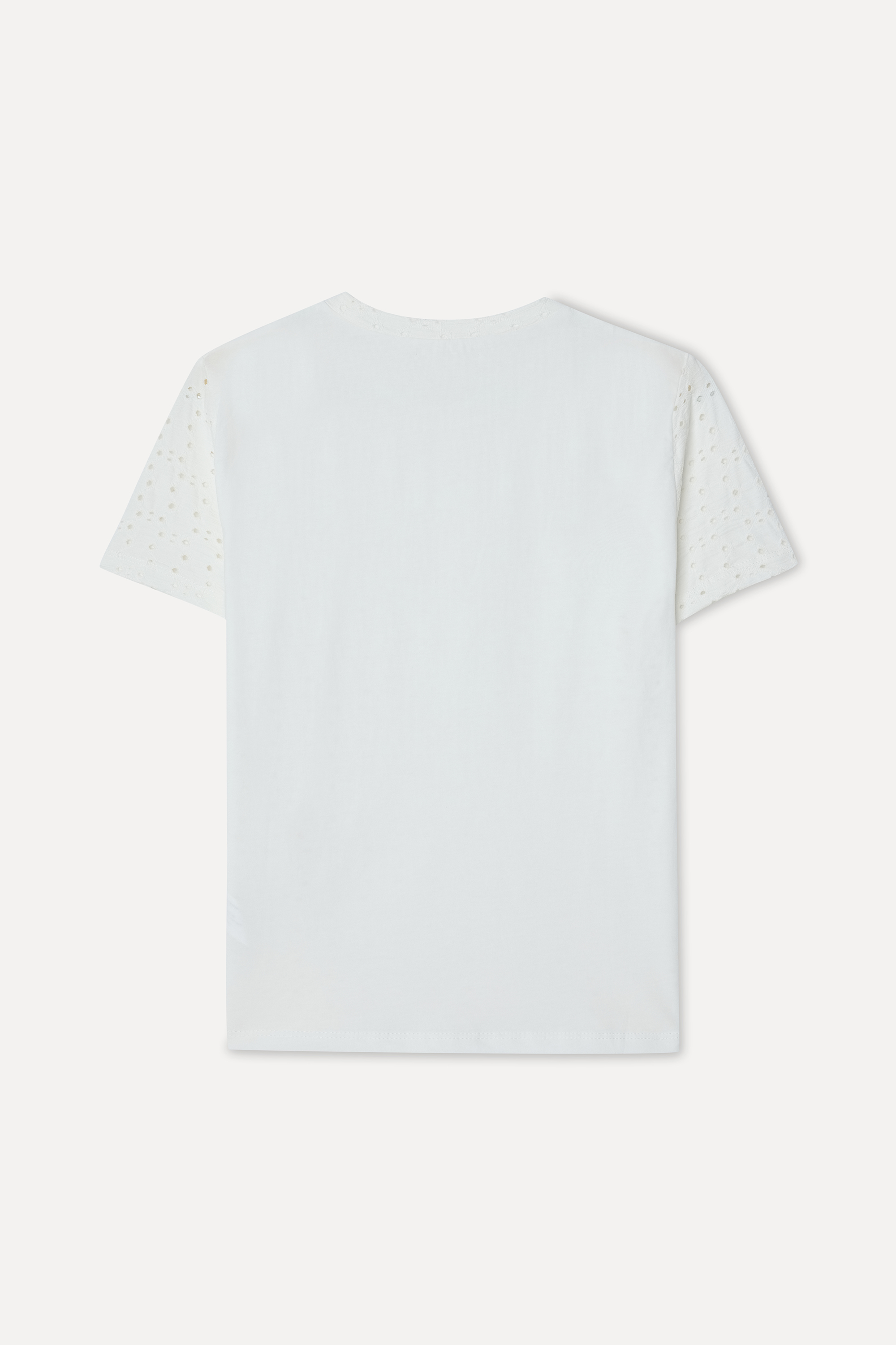 Kadın Kırık Beyaz Fisto Kumaş Bisiklet Yaka T-Shirt