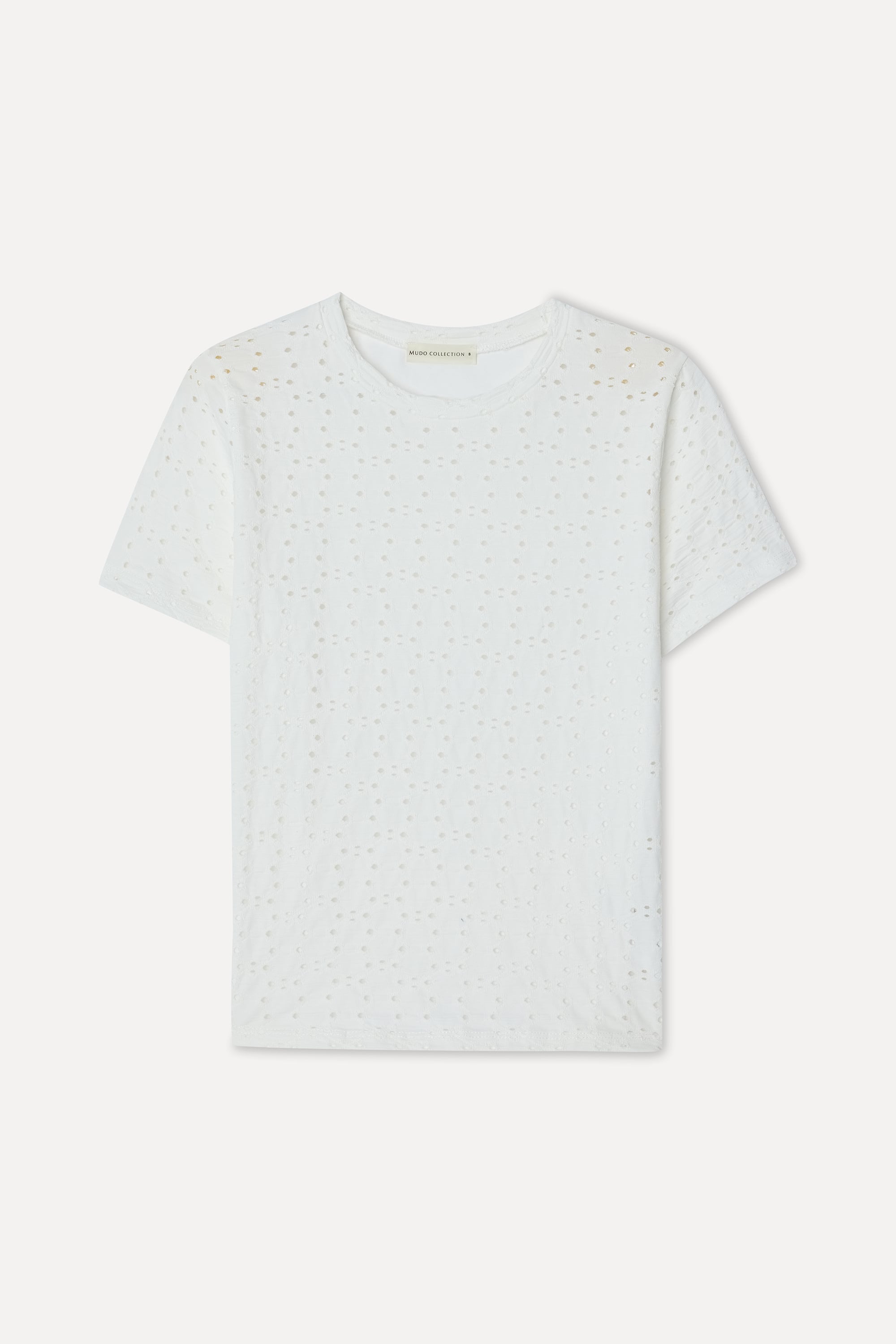 Kadın Kırık Beyaz Fisto Kumaş Bisiklet Yaka T-Shirt