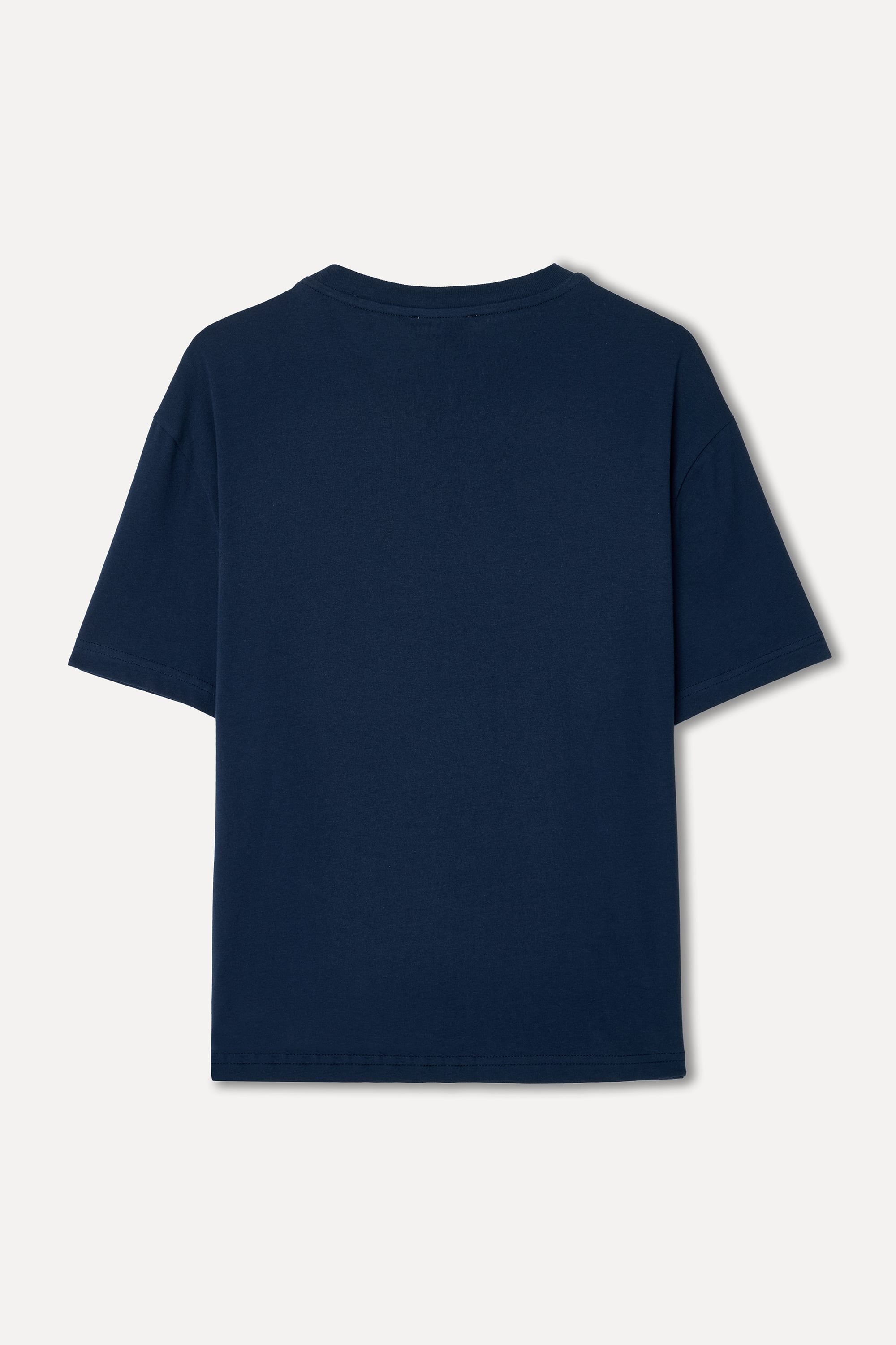 Kadın Lacivert Nakışlı Bisiklet Yaka T-Shirt