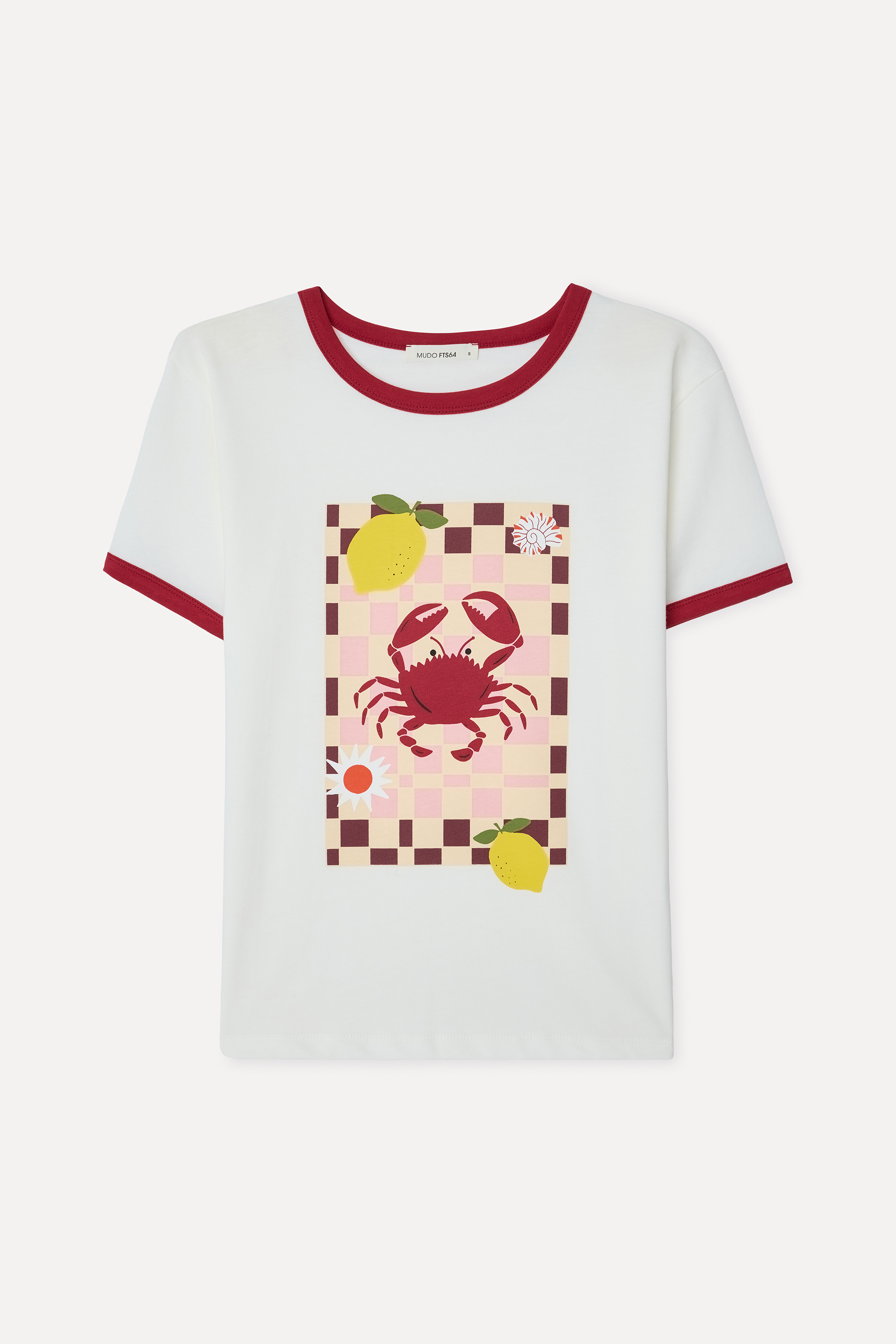 Kadın Kırık Beyaz Baskılı Bisiklet Yaka T-Shirt