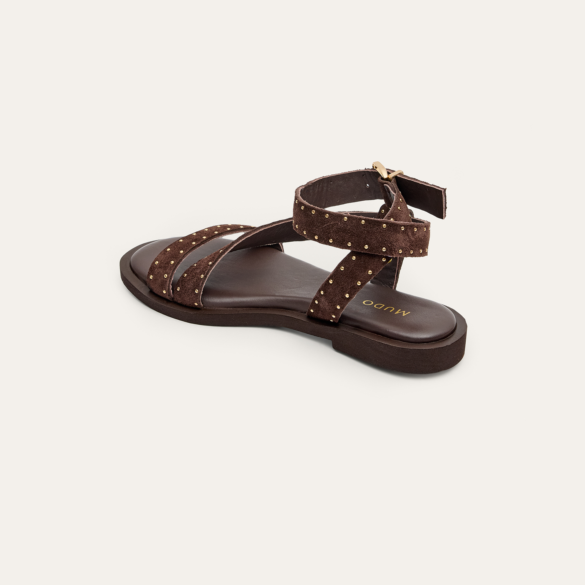 Kadın Kahverengi Zımba Detaylı Deri Sandalet