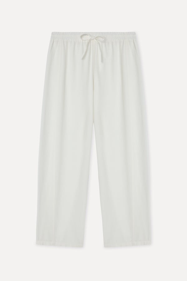 Kadın Ekru Comfort Fit Chino Pantolon