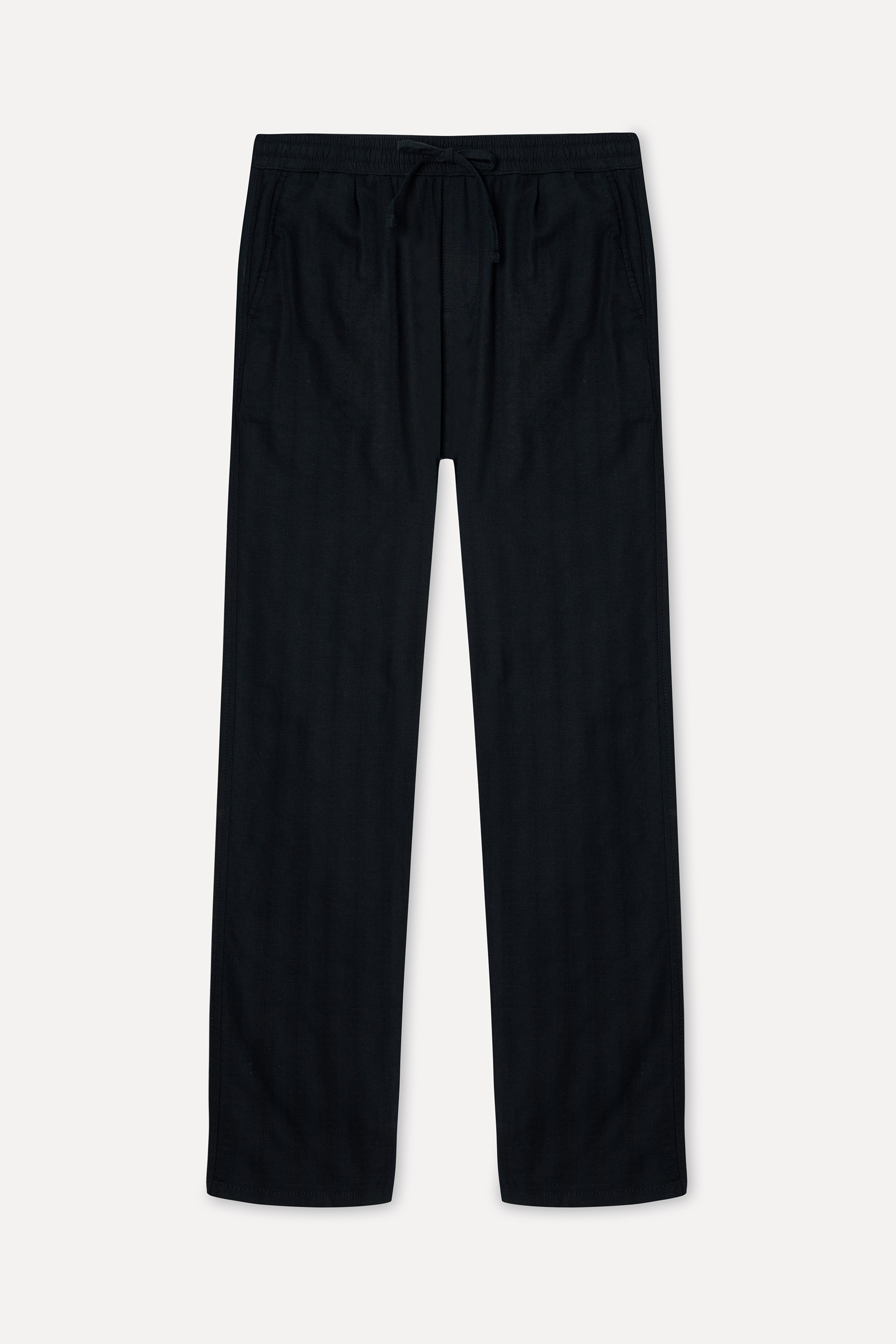 Erkek Siyah Tekstürlü Straight Fit Chino Pantolon