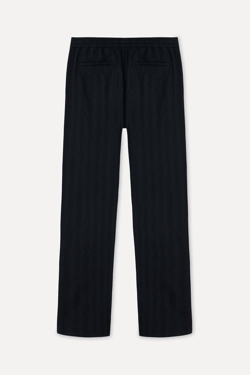 Erkek Siyah Tekstürlü Straight Fit Chino Pantolon