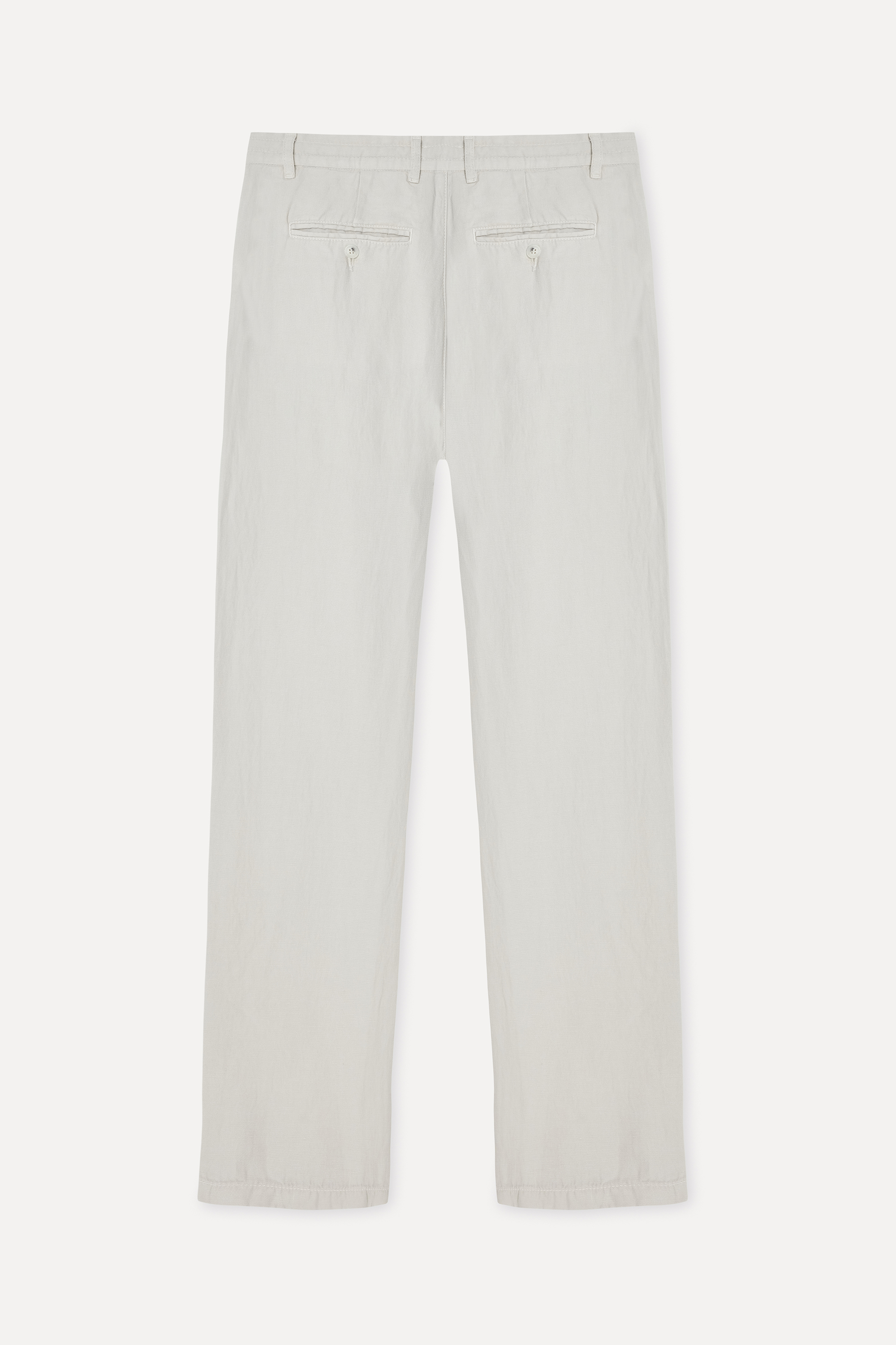 Erkek Bej Rengi Straight Fit Keten Karışımlı Pantolon