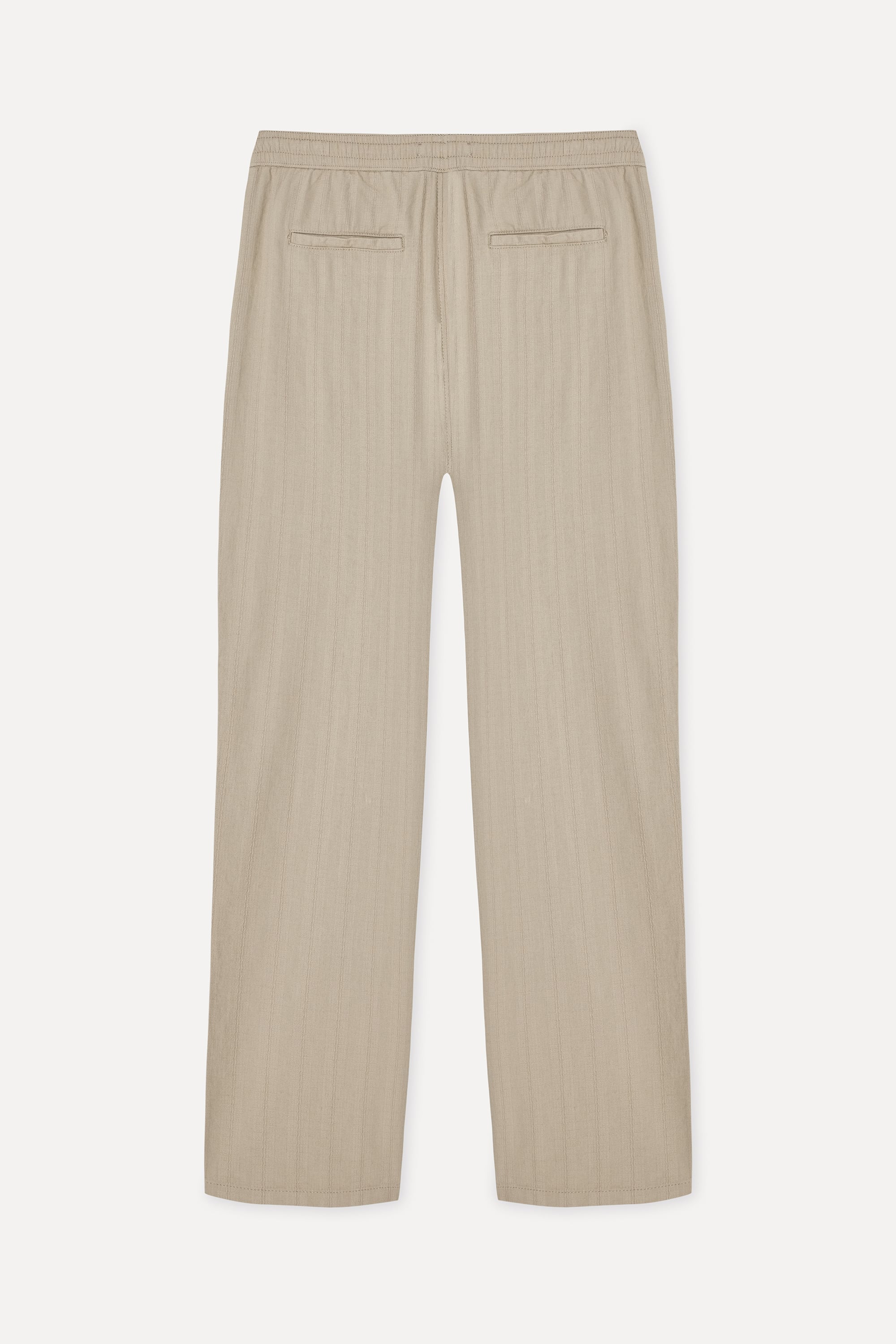 Erkek Bej Rengi Tekstürlü Straight Fit Chino Pantolon