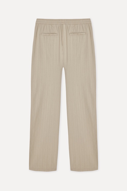 Erkek Bej Rengi Tekstürlü Straight Fit Chino Pantolon