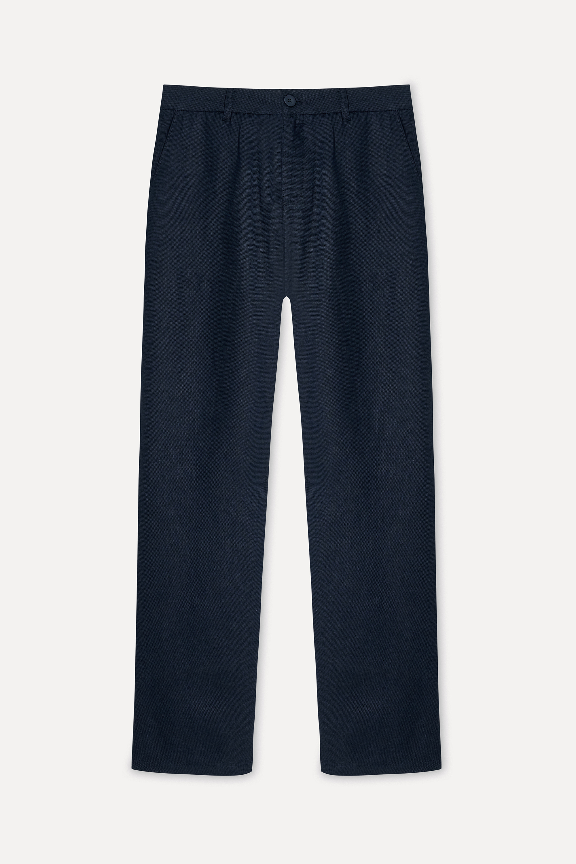 Erkek Lacivert Straight Fit Keten Pantolon