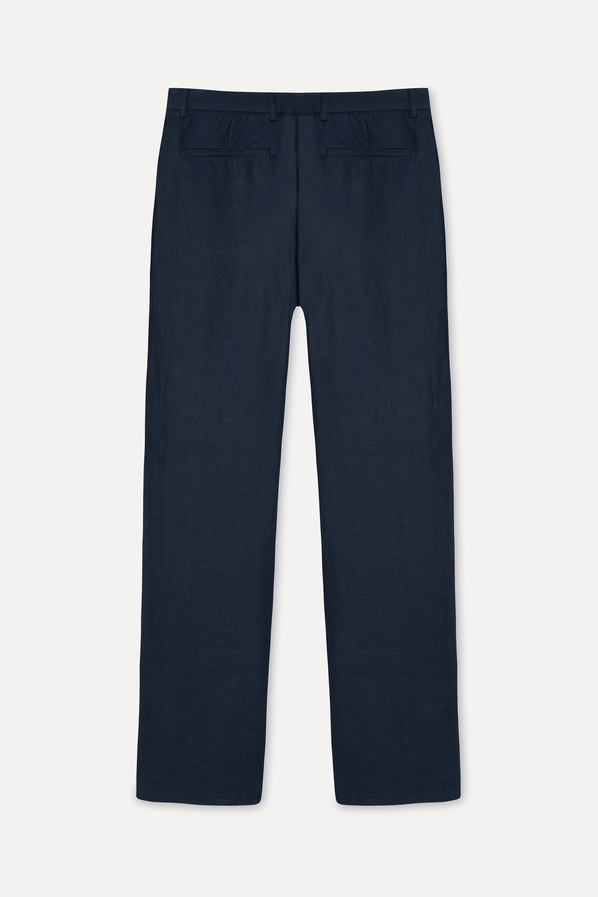 Erkek Lacivert Straight Fit Keten Pantolon