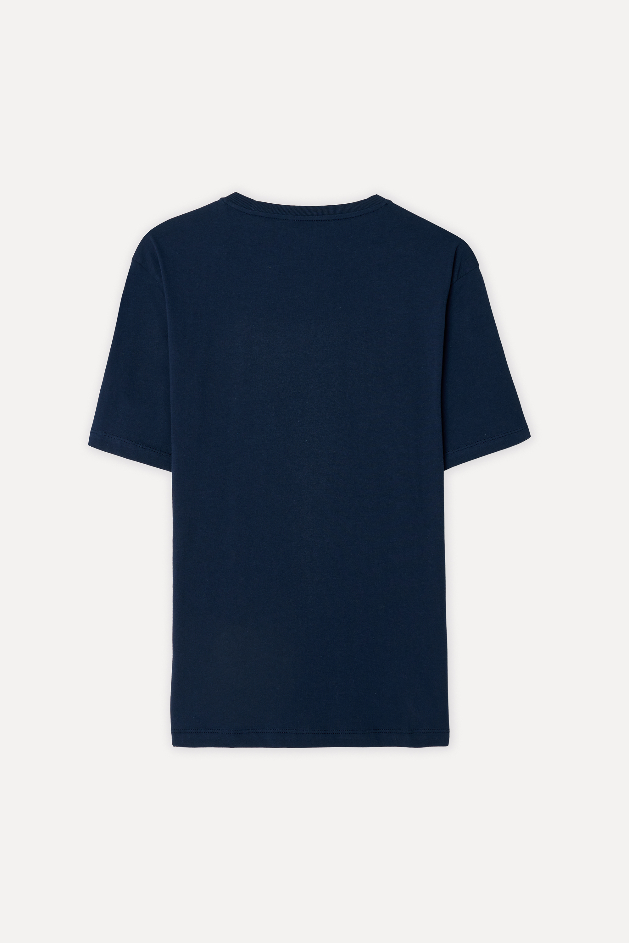 Erkek Lacivert Baskılı Oversize Bisiklet Yaka T-Shirt