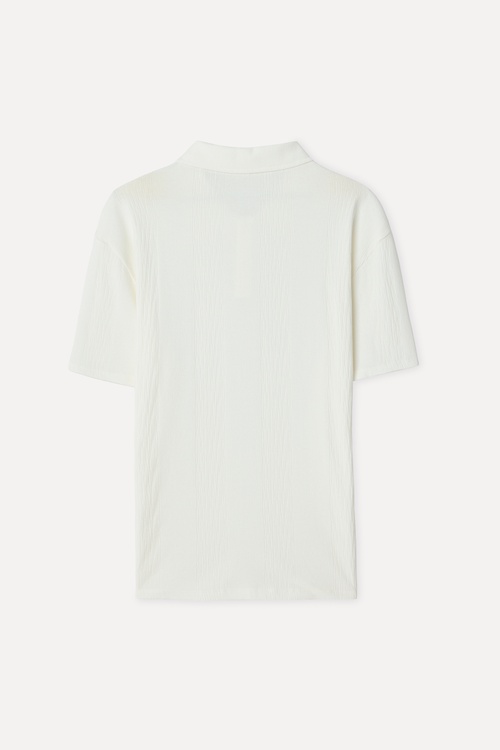 Erkek Kırık Beyaz Comfort Fit Polo Yaka T-Shirt