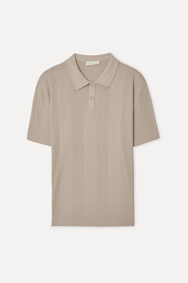Erkek Vizon Rengi Comfort Fit Polo Yaka T-Shirt
