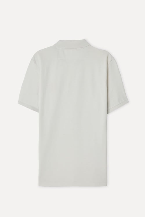 Erkek Kırık Beyaz Nakışlı Polo Yaka T-Shirt