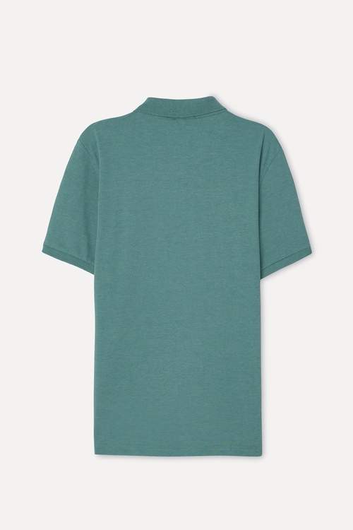  Erkek Yeşil Nakışlı Polo Yaka T-Shirt