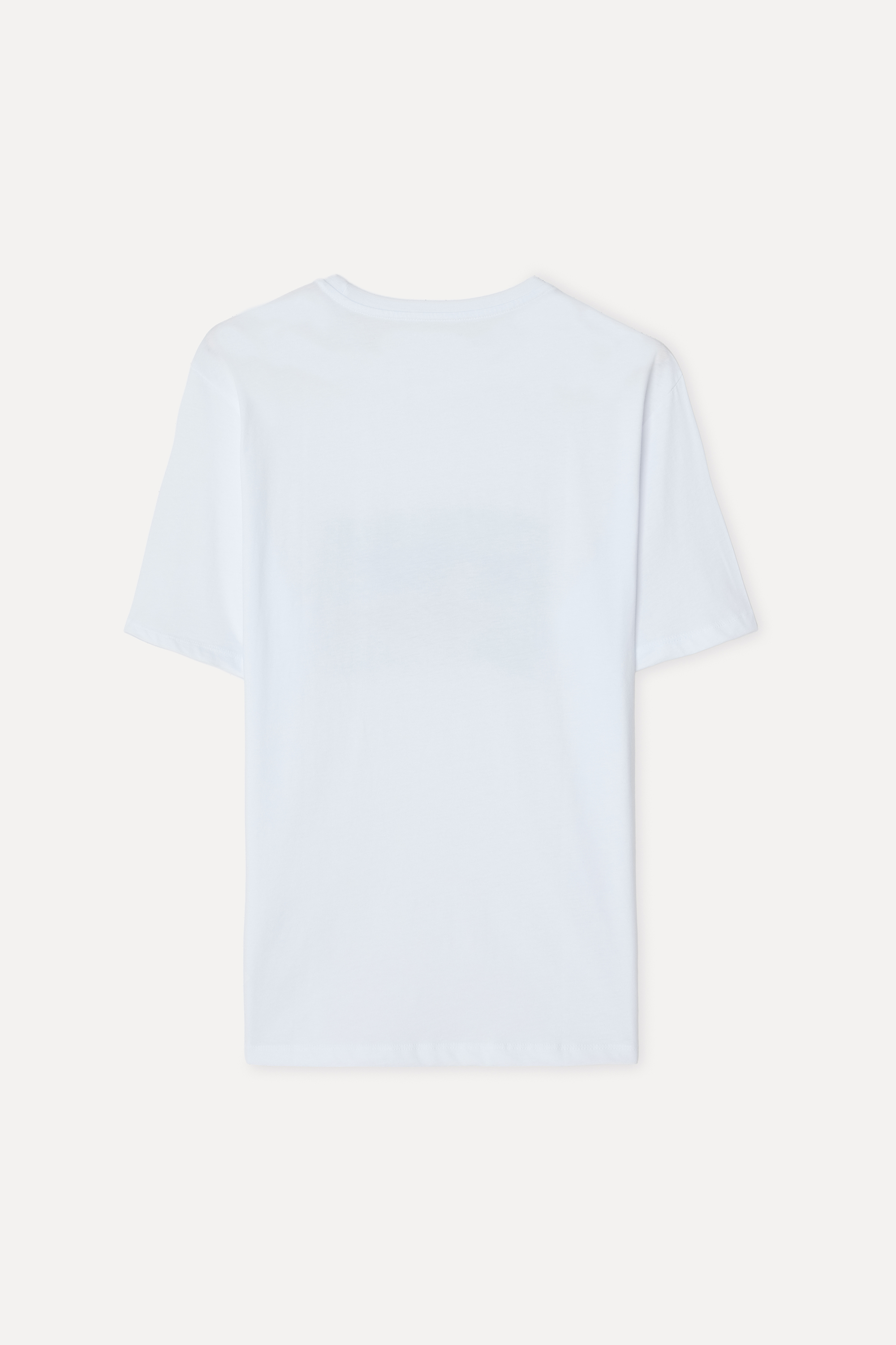 Erkek Beyaz Baskılı Bisiklet Yaka T-Shirt