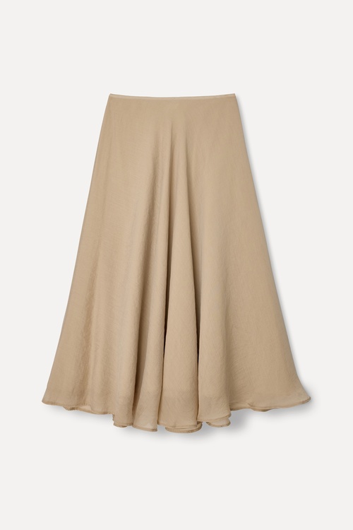  Kadın Bej Rengi A Form Midi Etek