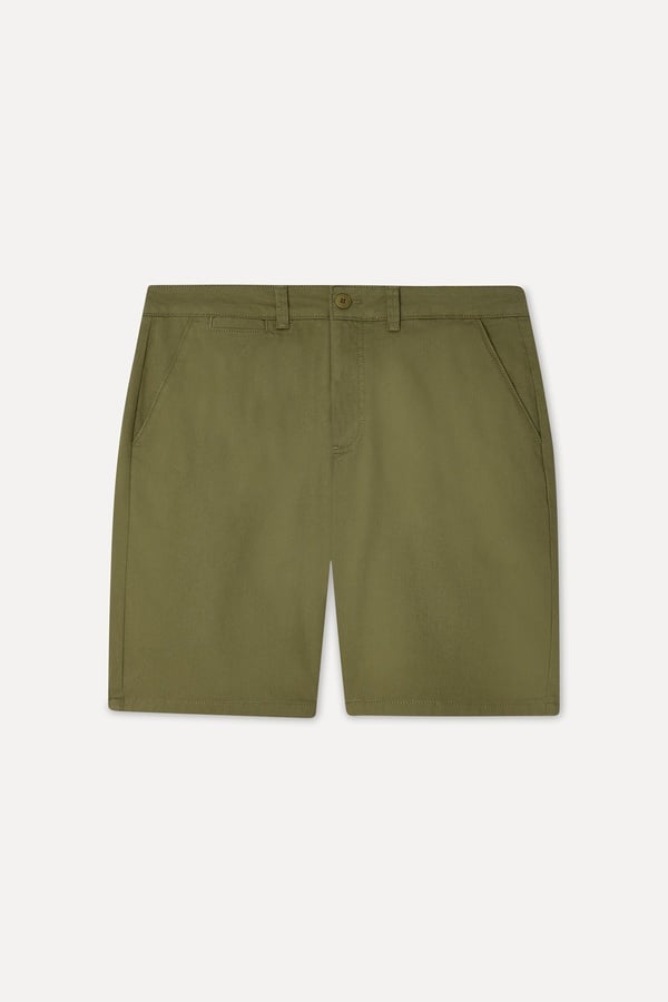 Erkek Haki Straight Fit Chino Şort