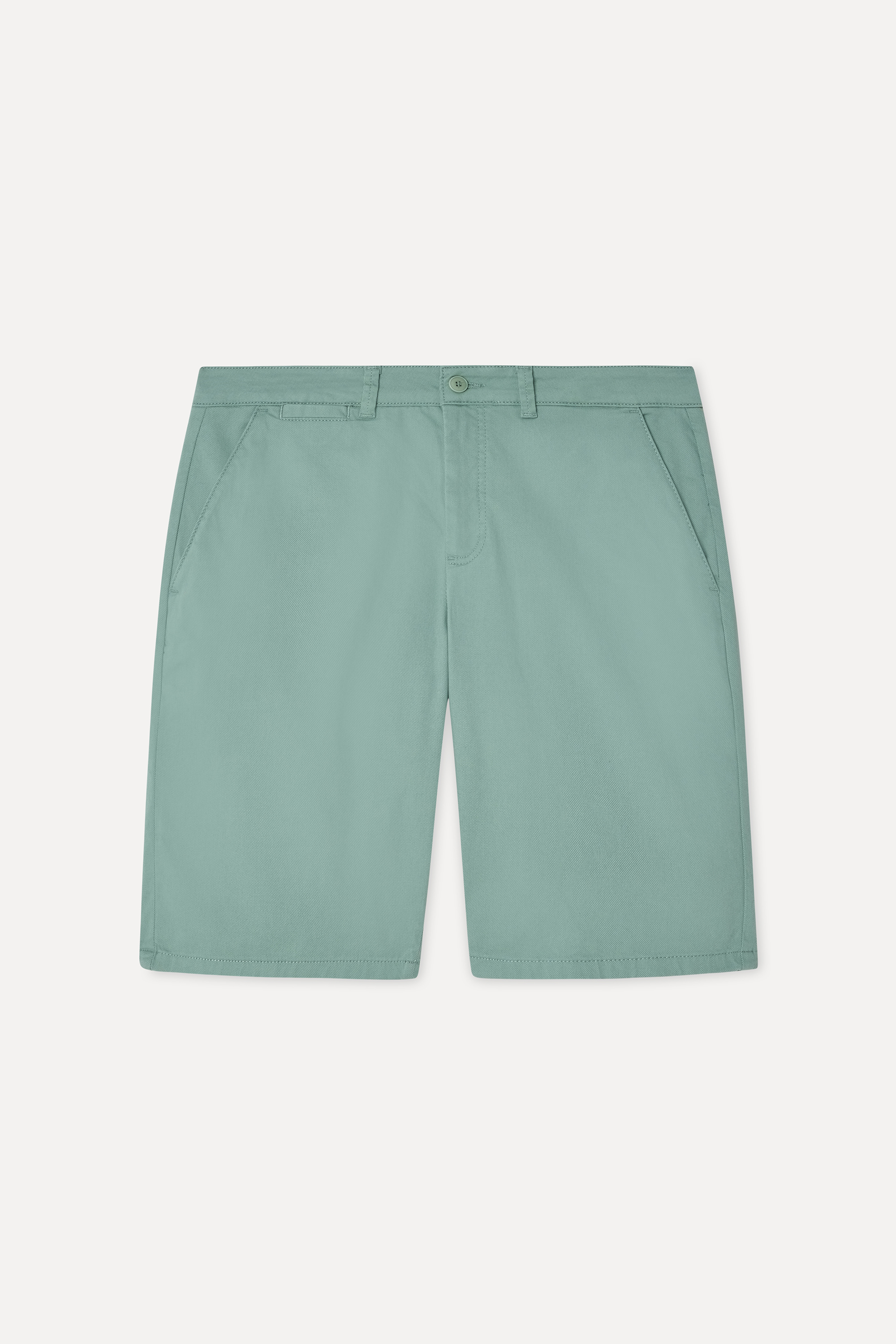 Erkek Yeşil Gri Straight Fit Chino Şort