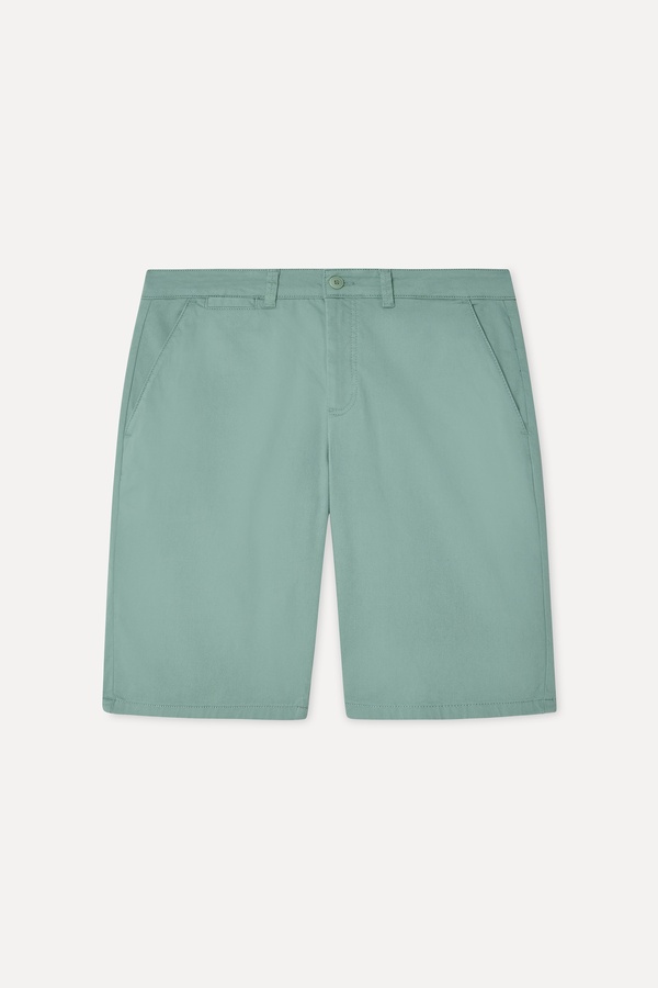 Erkek Yeşil Gri Straight Fit Chino Şort