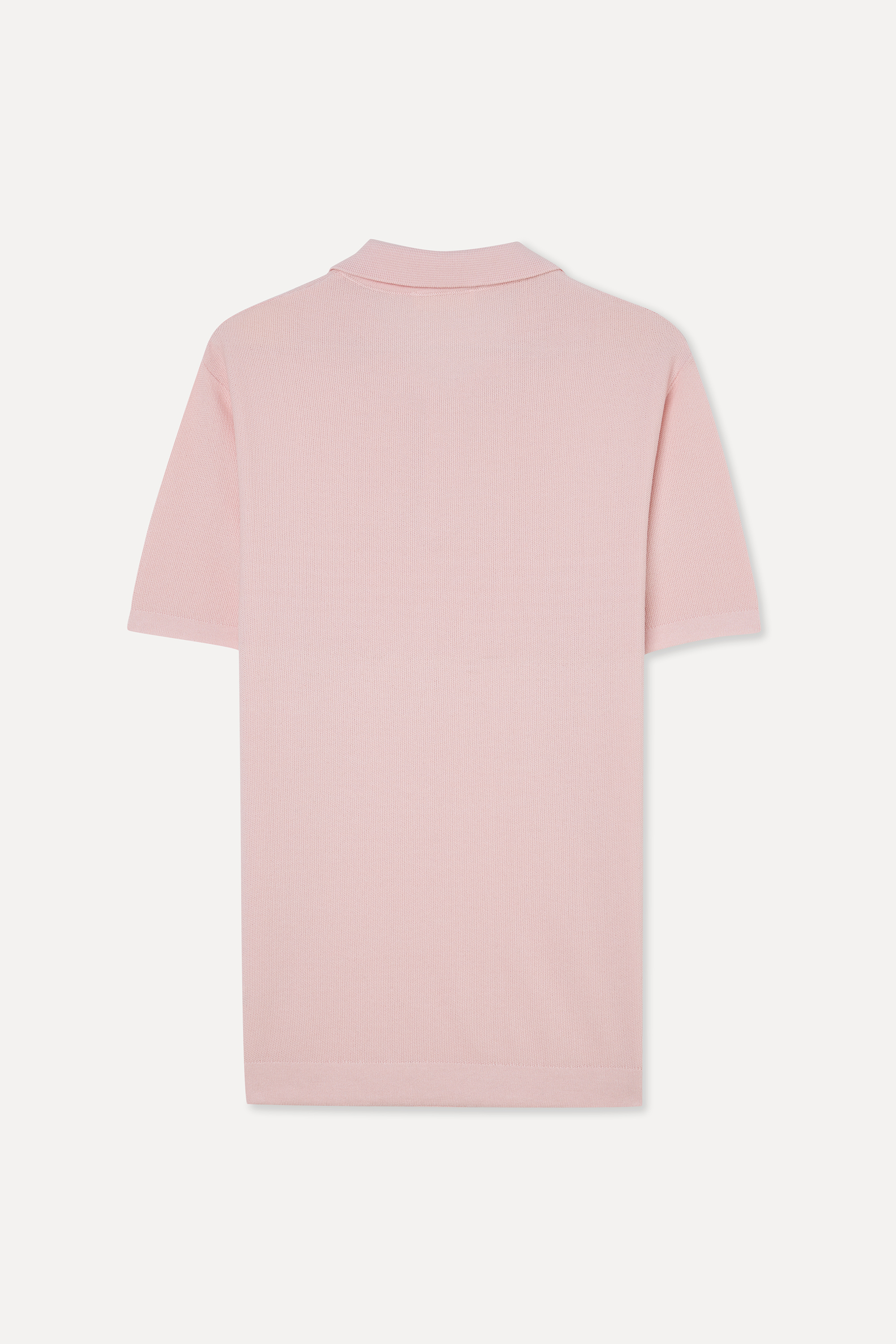 Erkek Pembe Düğmeli Polo Yaka Kısa Kollu Triko Kazak